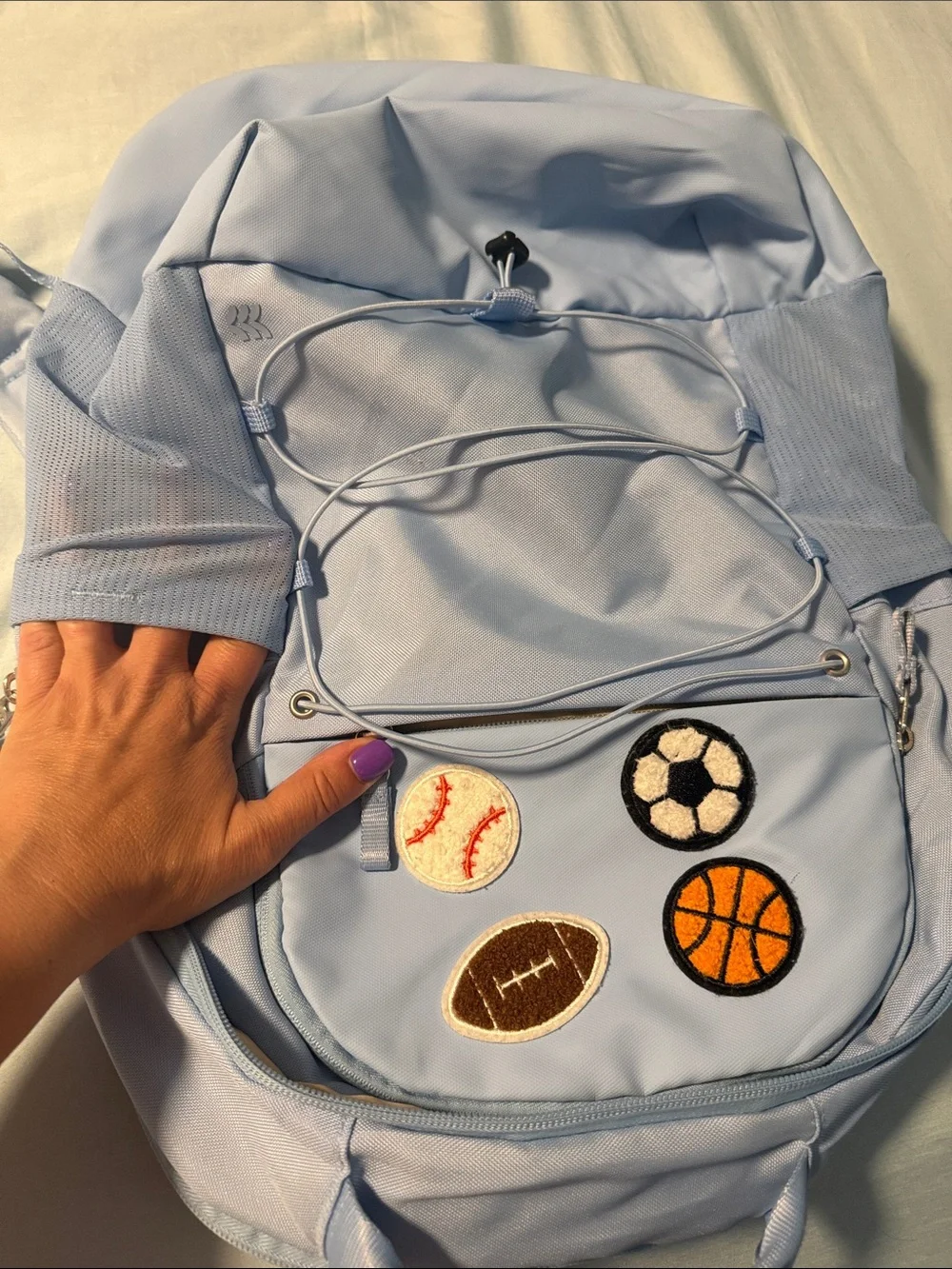 all in motion Light Blue Kids Sports Patch Backpack and pencil case